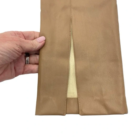 Zara Faux Leather Stretch Pants Large Camel - Picture 10 of 16